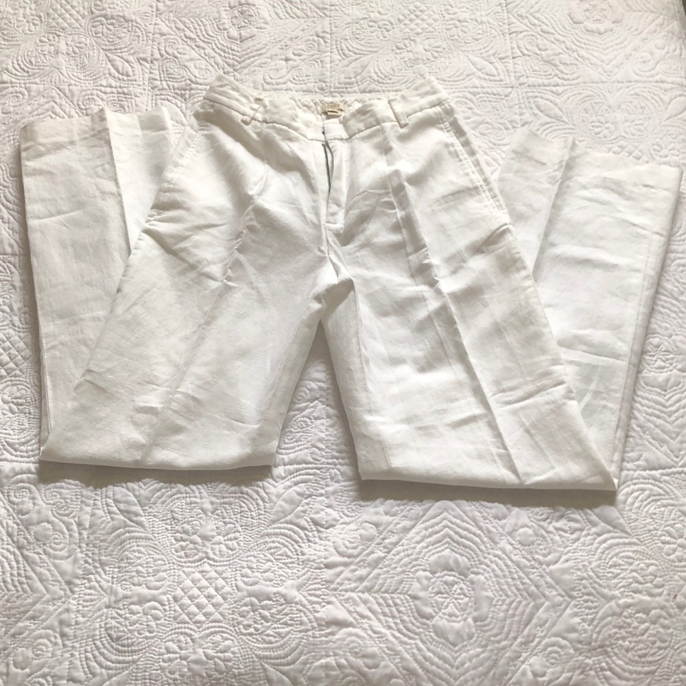 J.Crew White Linen Pants. NWOT. Size 00